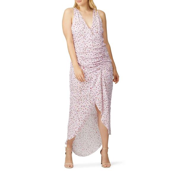 Nicholas Drape Front Sheath Silk Dress Ruched Asymmetrical Floral Lighweight US8 - Picture 1 of 12